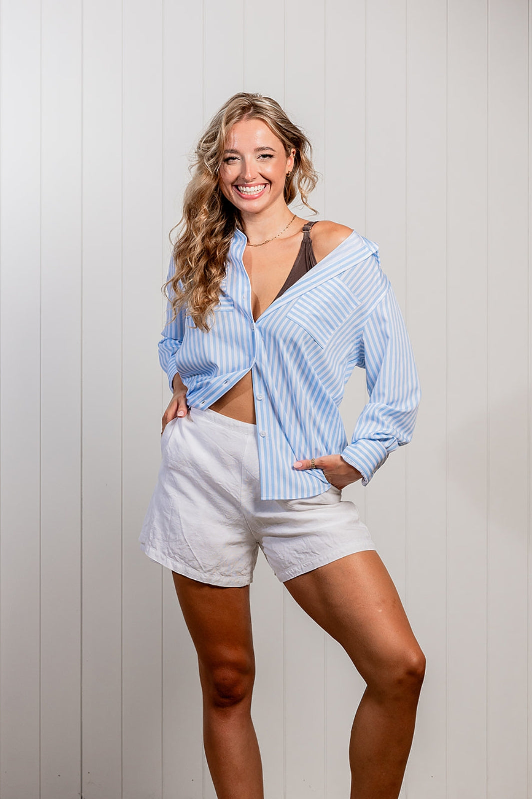 Women's Light Blue Striped Nashie