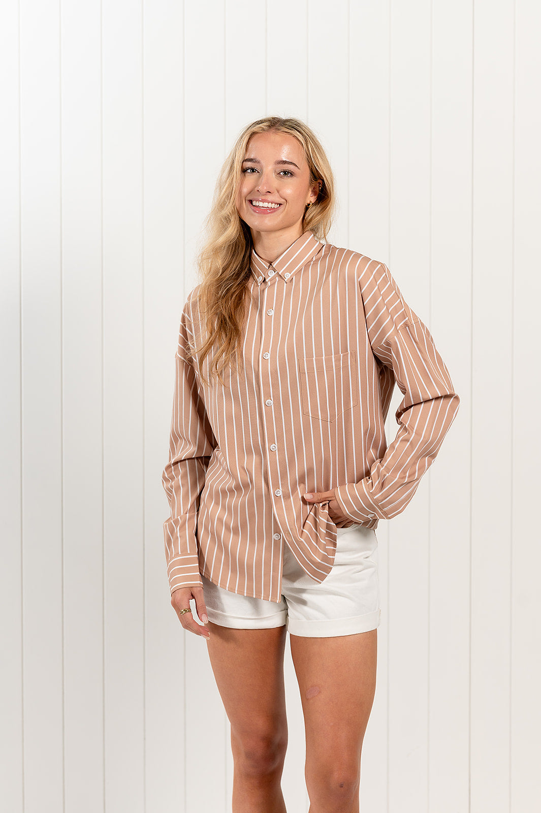 Women's Box Fit Brown Striped Nashie
