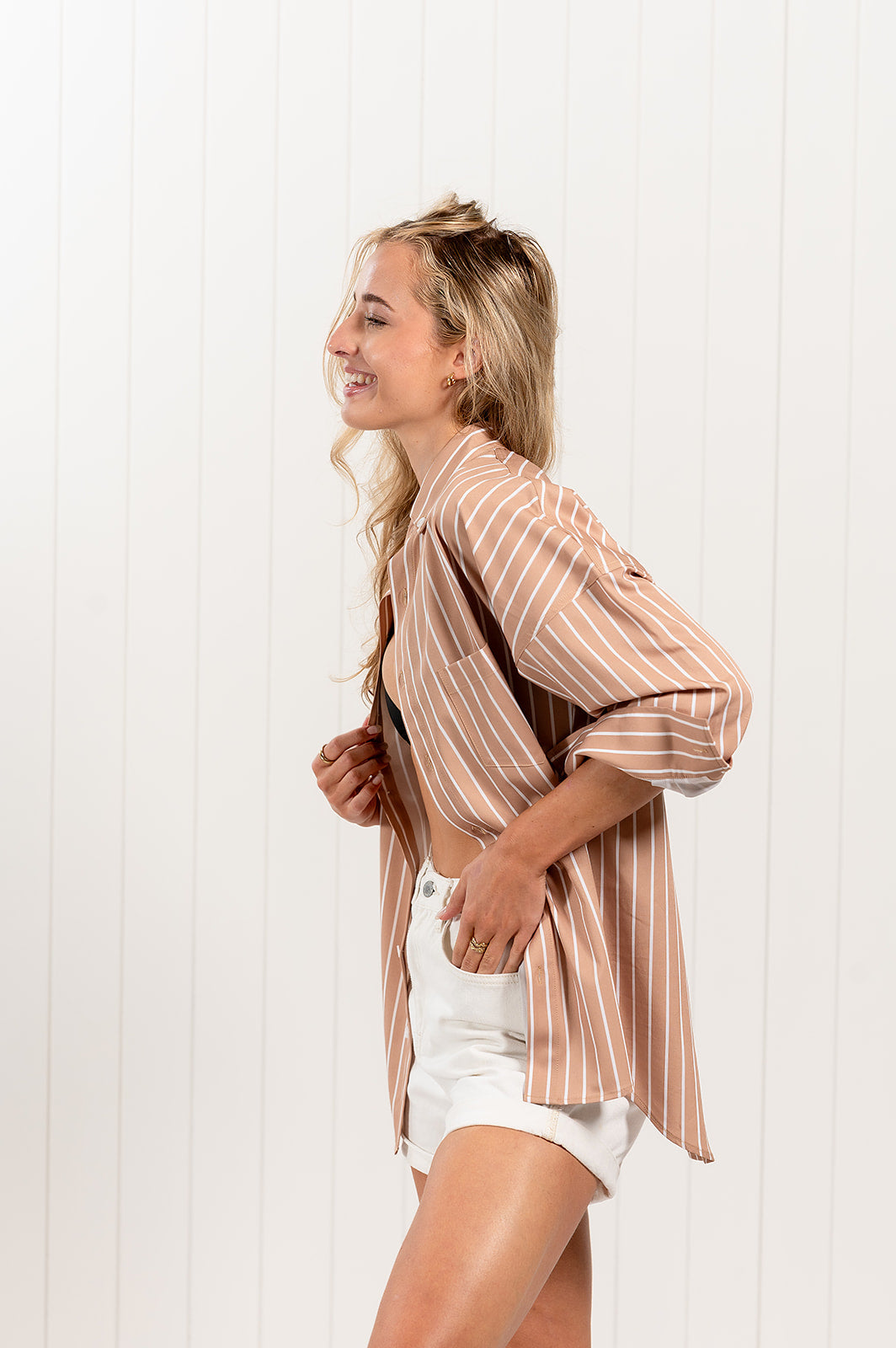 Women's Box Fit Brown Striped Nashie